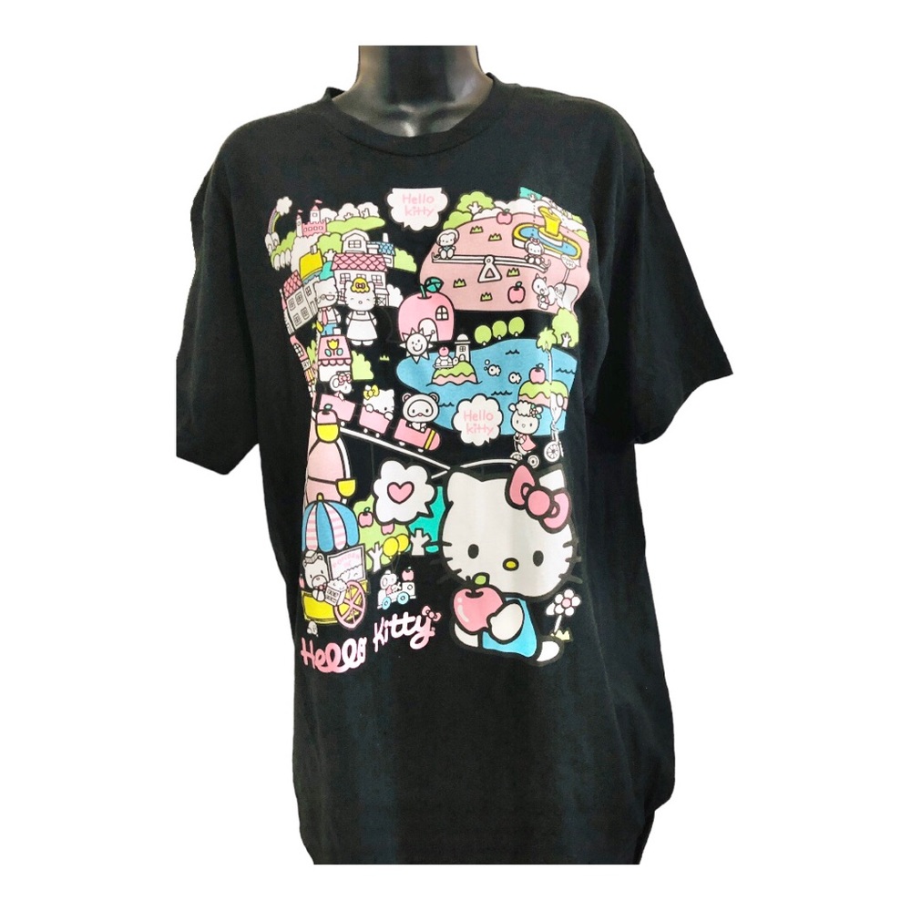 Hello Kitty black graphic print neighborhood playground t-shirt size large new